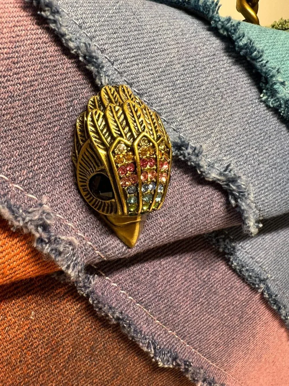 KURT GEIGER Large Kensington Multicolor Denim Crossbody Bag NWT - Picture 4 of 16